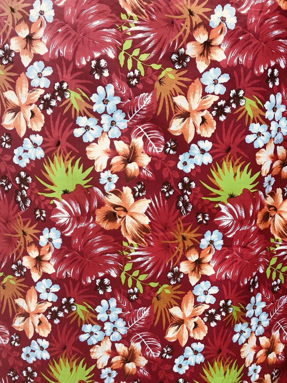 1 Yard Red Hawaiian Print Poly Cotton Fabric for Shirts Crafts Costumes and Decor 59/60 Inch Width